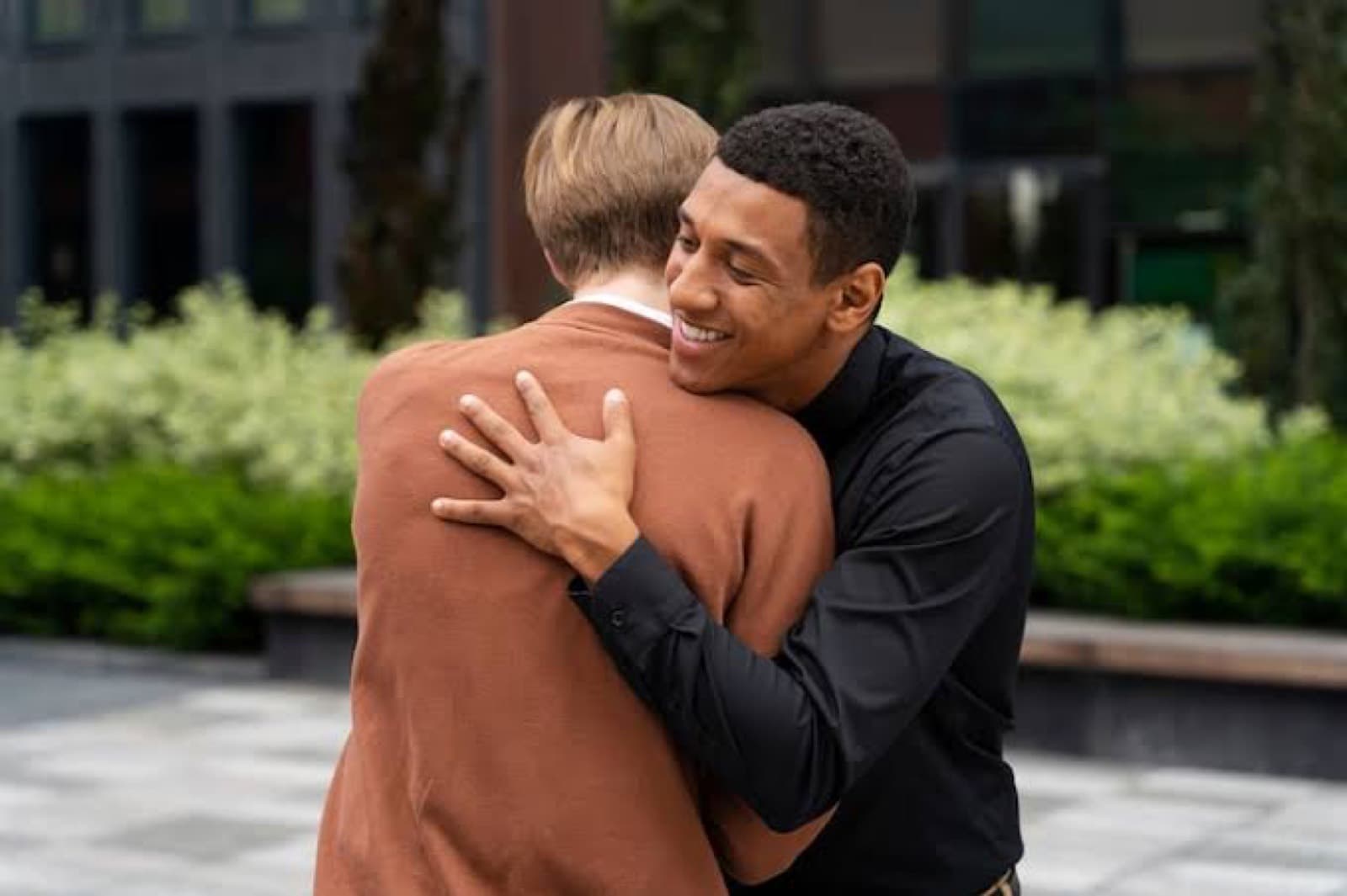 Two people embracing